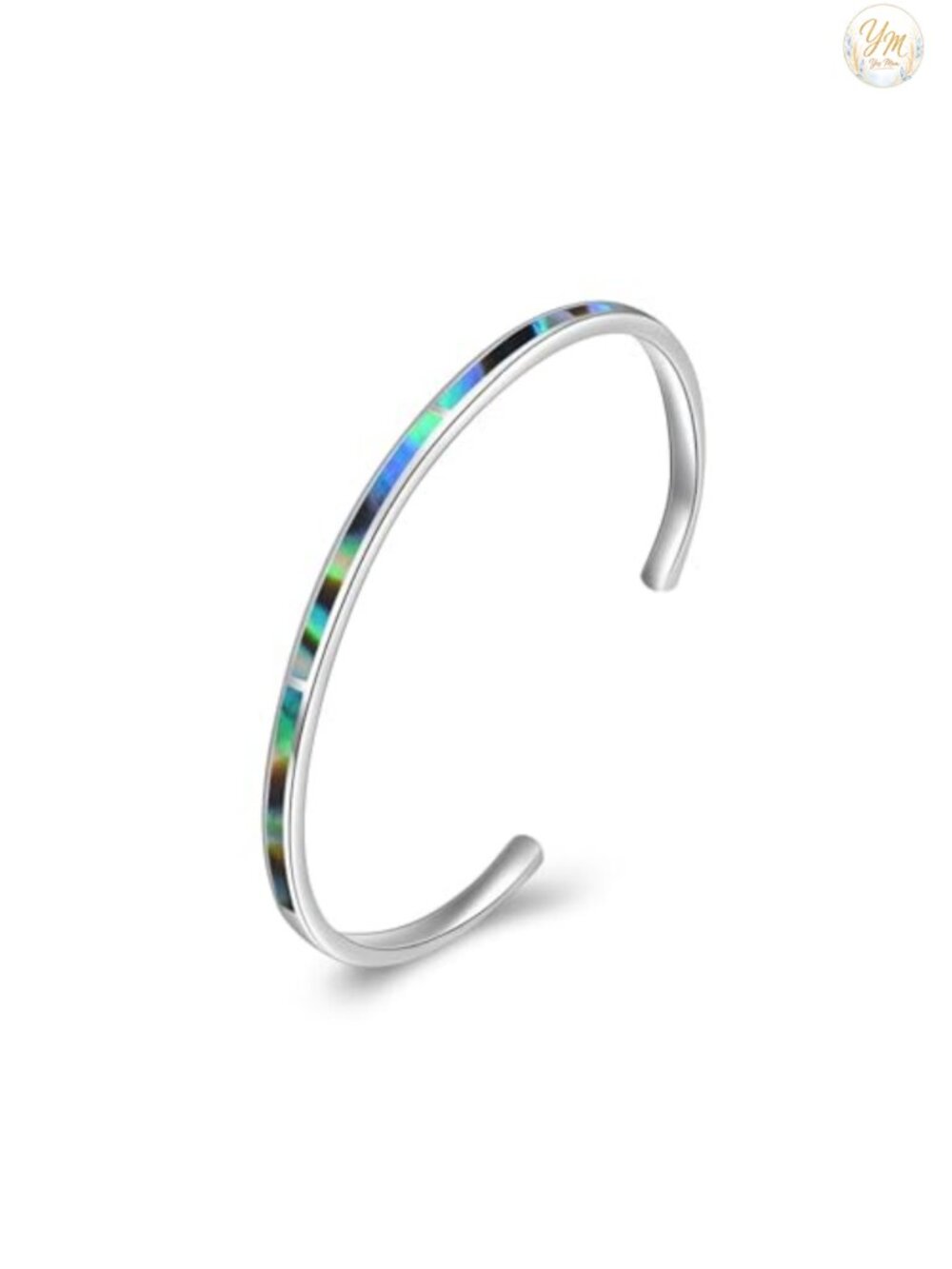 Sterling Silver Opal Cuff Bracelet Adjustable Gemstone Bangle Jewelry Gift